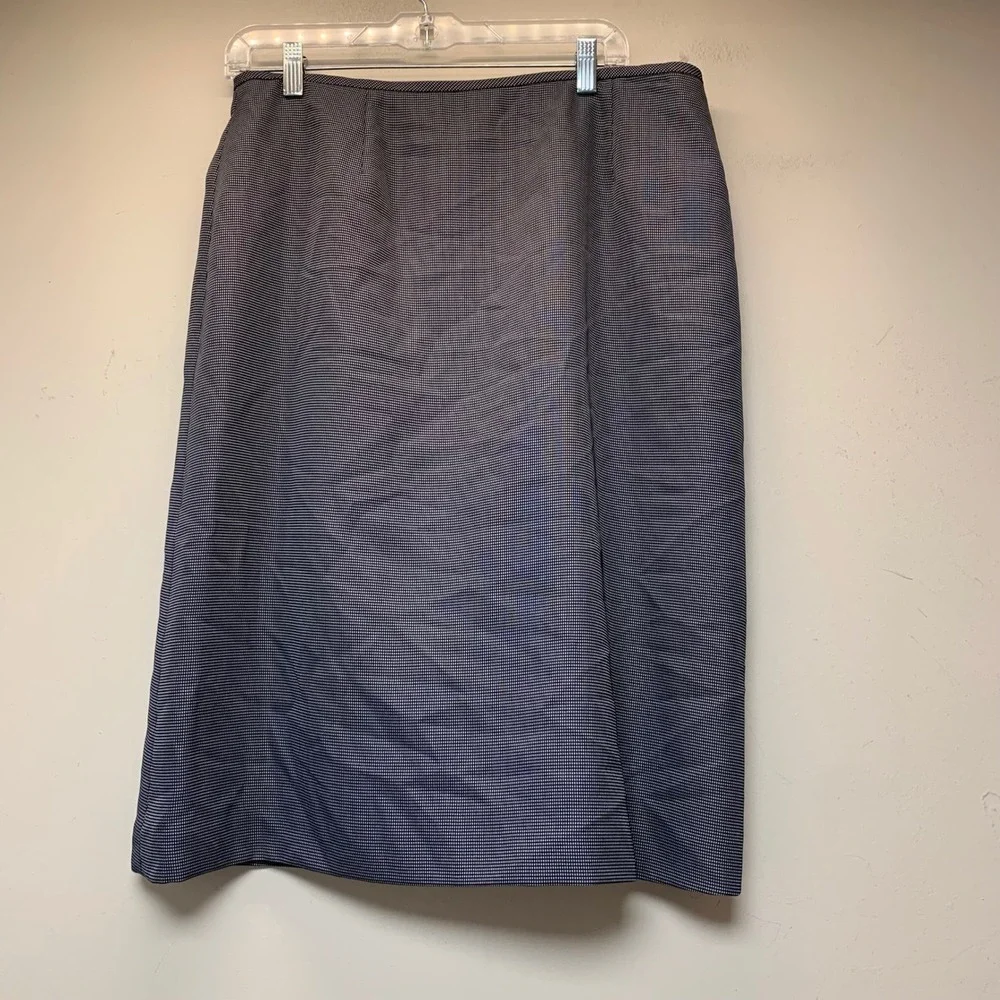Le Suit Pencil Skirt Womens 16 Navy Blue Excellent Micro Check Knee Length
